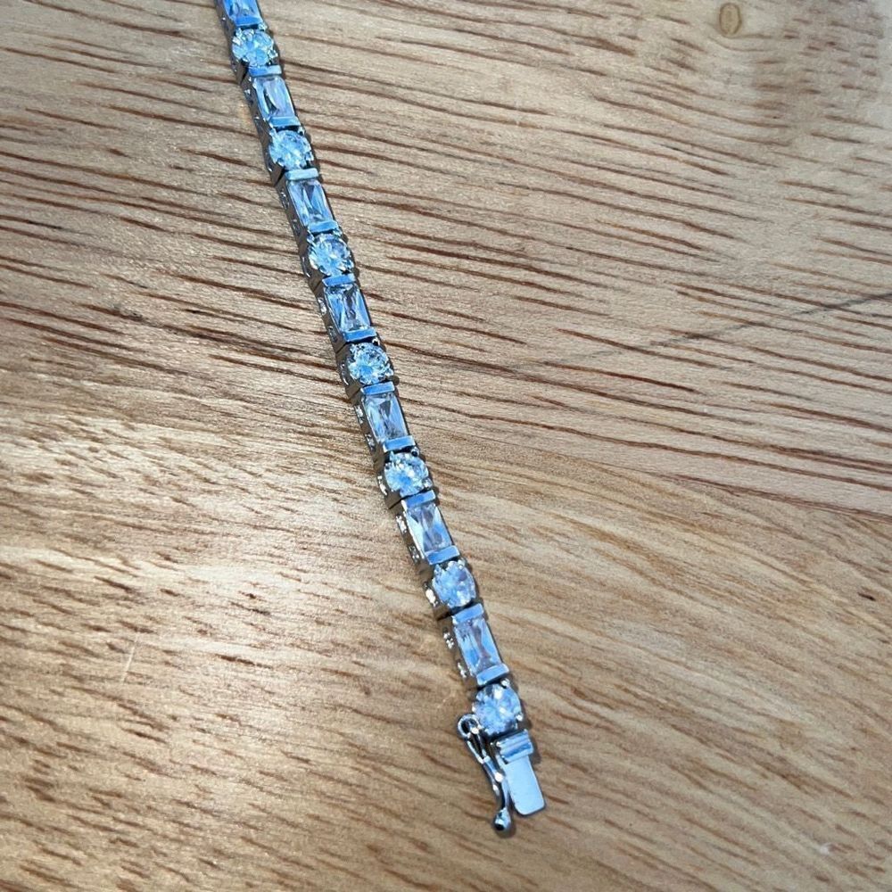 925 Sterling Silver Rectangular & Round Bracelet … - image 2